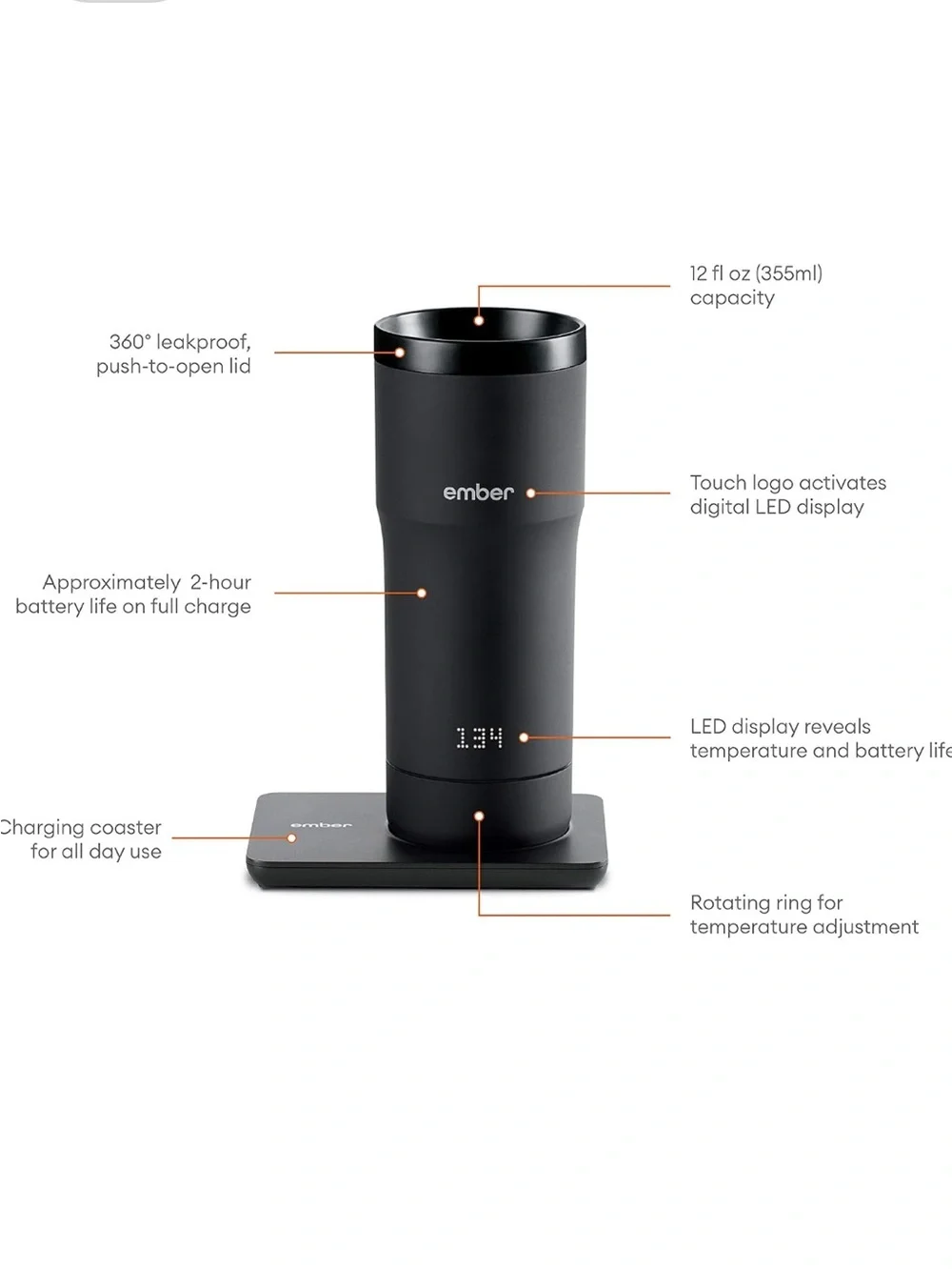 NEW Ember Temperature Control Travel Mug - Black